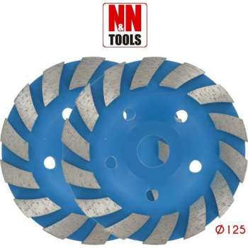 N&N Tools Diamantdoorslijpschijf Bias Cup Professional Multi Pack - 2 x 125 mm | Wet & Dry