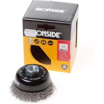 Ironside Rondborstel staaldraad gegolfd M14 diameter 80mm