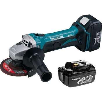 Makita BGA452RFJ 18V Li-Ion accu haakse slijper set (2x 3.0Ah accu) in Mbox - 115mm