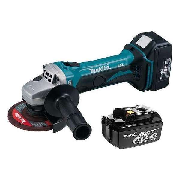 Makita BGA452RFJ 18V Li-Ion accu haakse slijper set (2x 3.0Ah accu) in Mbox - 115mm