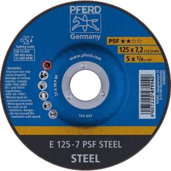 PFERD Afbraamschijf Gebogen 125 Mm 22.23 Mm Psf Steel 62012634