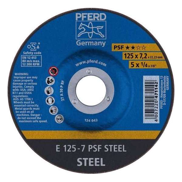 PFERD Afbraamschijf Gebogen 125 Mm 22.23 Mm Psf Steel 62012634