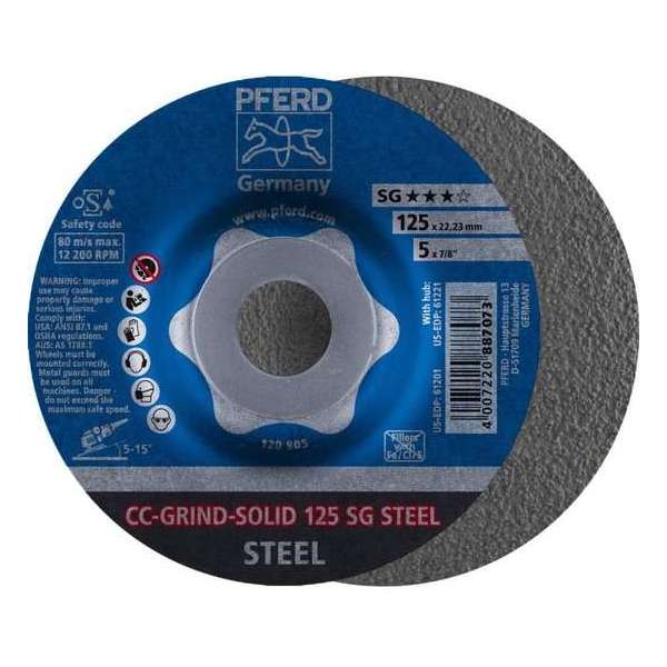 PFERD Slijpschijf 125 Mm Pferd Cc-Grind-Solid Sg Steel 64185125