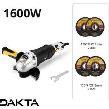 Dakta® Elektrische Haakse Slijper | Slijpen Machine | Slijpers 125 mm Hoek | 1600 W | Metaal / Hout