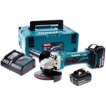 Makita DGA452RMJ 18V Li-ion Accu haakse slijper set (2x 4.0Ah accu) in Mbox - 115mm