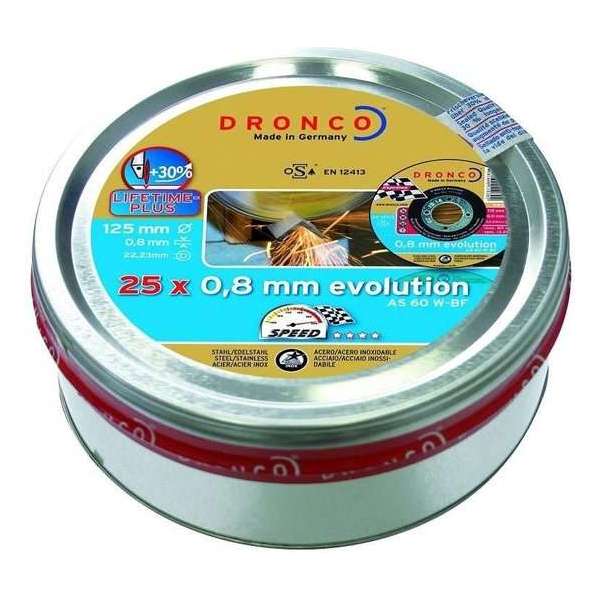 Dronco Blik 115x0,8mm (10 schijfjes) AS60W INOX tbv. staal en INOX