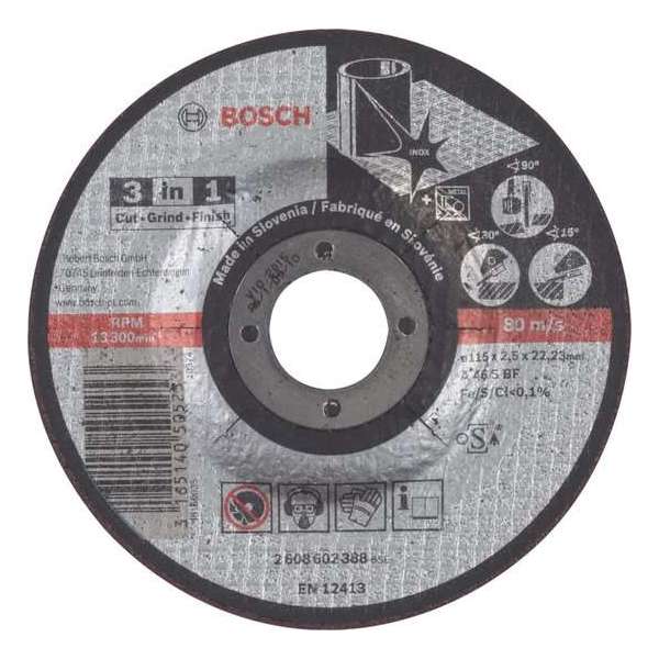 Bosch - Doorslijpschijf 3-in-1 A 46 S BF, 115 mm, 22,23 mm, 2,5 mm