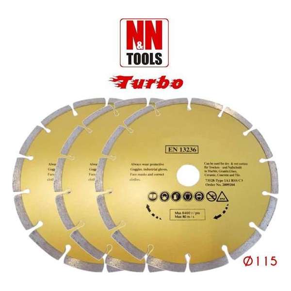 N&N Tools Diamantdoorslijpschijf Professional Multi Pack - 3 x 115 mm | Wet & Dry