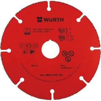 Doorslijpschijven met hardmetalen coating DOORSLIJPSCHIJF-HM-2,0-BO22,2-D125MM , Wurth