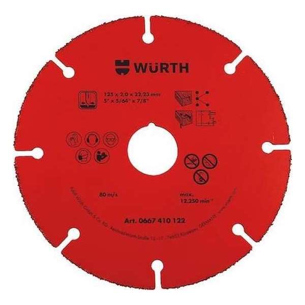 Doorslijpschijven met hardmetalen coating DOORSLIJPSCHIJF-HM-2,0-BO22,2-D125MM , Wurth