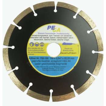 PECA diamond cutting discs, 150x22mm