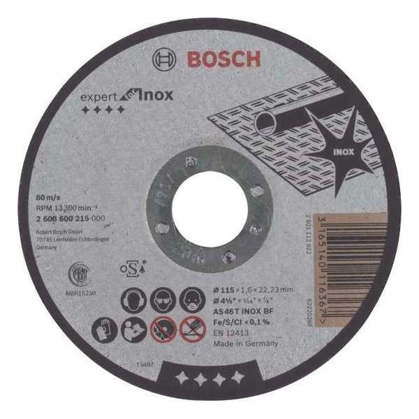 Bosch - Doorslijpschijf recht Expert for Inox AS 46 T INOX BF, 115 mm, 22,23 mm, 1,6 mm