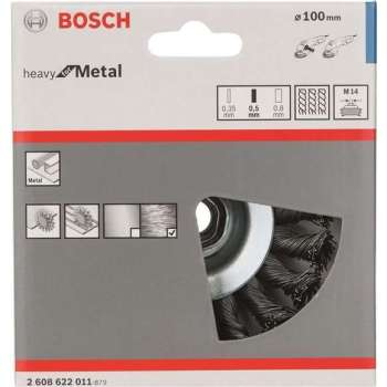 Bosch - Kegelborstel 100 mm, 0,5 mm, 12500 U/ min, 12 mm, 14