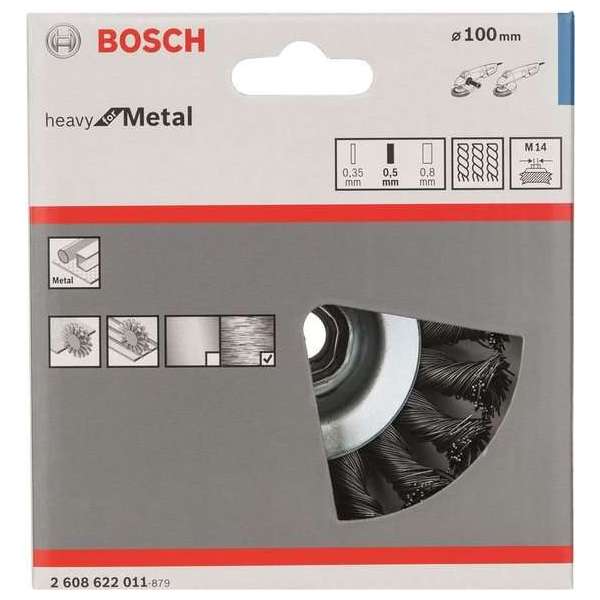 Bosch - Kegelborstel 100 mm, 0,5 mm, 12500 U/ min, 12 mm, 14