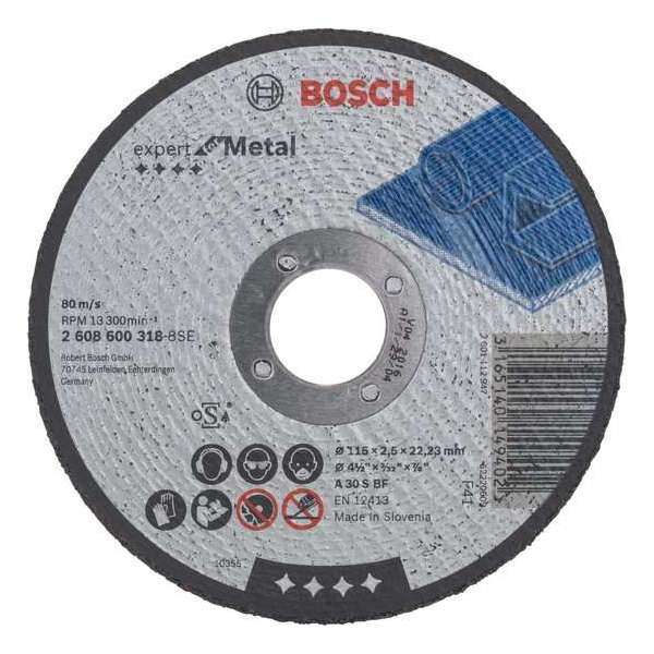 Bosch - Doorslijpschijf recht Expert for Metal A 30 S BF, 115 mm, 22,23 mm, 2,5 mm