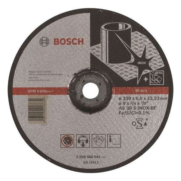 Bosch - Afbraamschijf gebogen Expert for Inox AS 30 S INOX BF, 230 mm, 22,23 mm, 6,0 mm