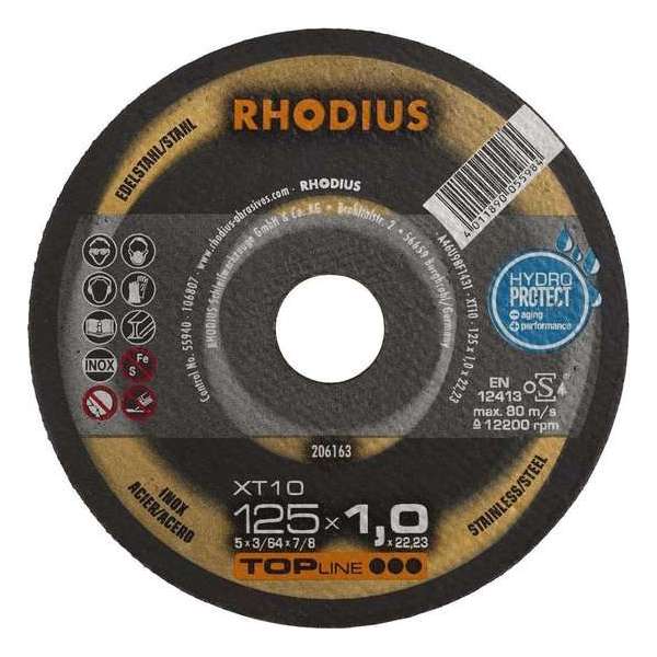 Rhodius Xt10 206163 Doorslijpschijf Recht 125 Mm 22.23 Mm 1 Stuks