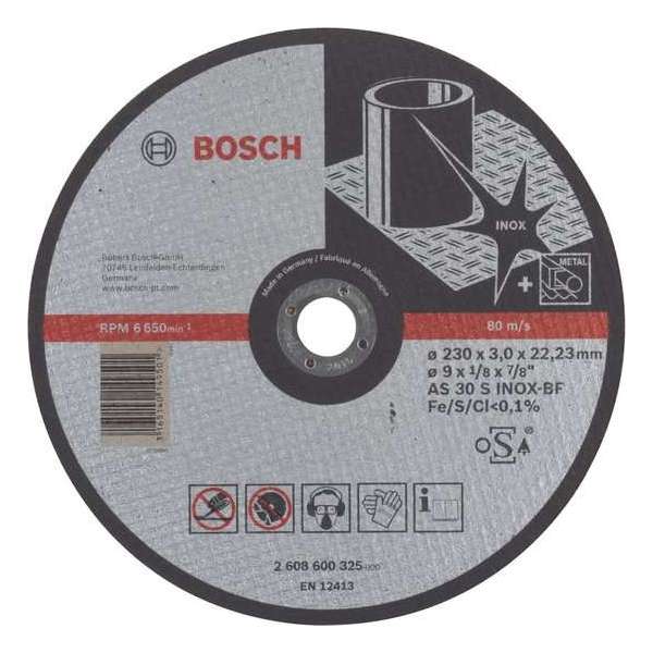 Bosch - Doorslijpschijf recht Expert for Inox AS 30 S INOX BF, 230 mm, 22,23 mm, 3,0 mm