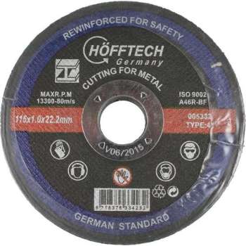 Hofftech Doorslijpschijf Metaal 115 x 1.0 mm - Asgat 22.22 mm.