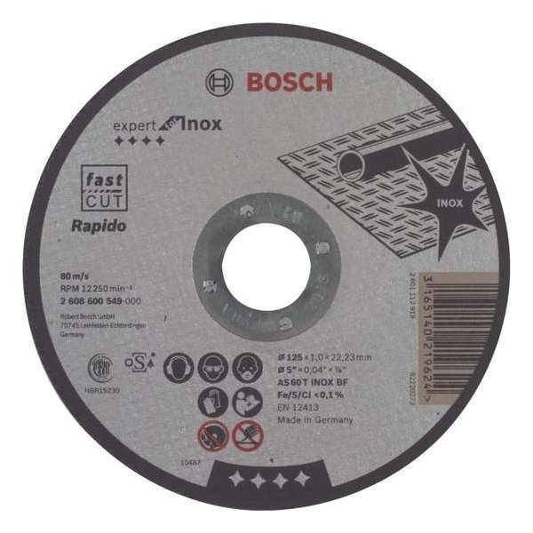 Bosch - Doorslijpschijf recht Expert for Inox - Rapido AS 60 T INOX BF, 125 mm, 22,23 mm, 1,0 mm