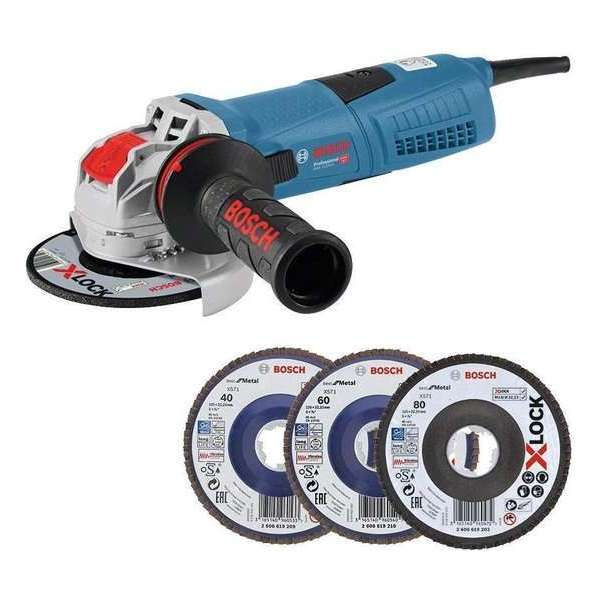 Bosch GWX 13-125 S X-LOCK Haakse slijper incl. lamellenschijven - 1300W - 125mm - variabel - softstart