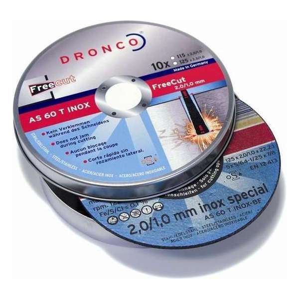 Dronco Doorslijpschijf AS 60 T INOX FreeCut, 125x2 / 1x22,23 mm - 10 stuks