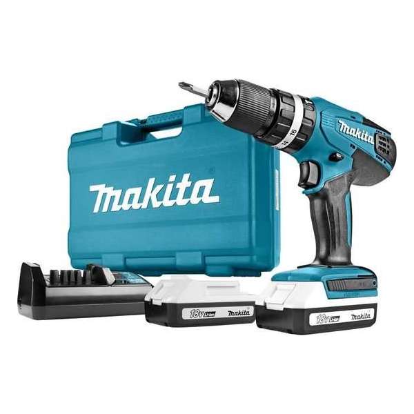 Makita HP457DWE Boor-/schroefmachine - 18V - Inclusief 2 Accu's en Lader