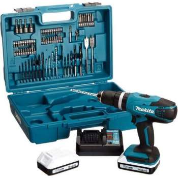 Makita HP457DWE10 Klopboor-/Schroefmachine -18 V - Met 74-Delige accesoireset