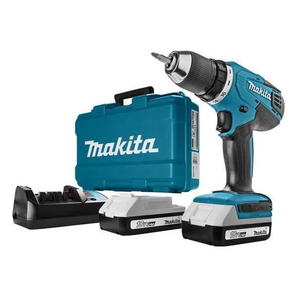 Makita DF457DWE Accuboormachine - 18V Li-ion - incl. 2 accu's - incl. koffer