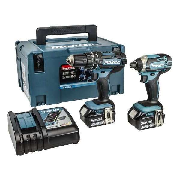 Makita DLX2131JX 18V Accu Klopboormachine DHP482 + Slagschroevendraaier DTD152 Combiset (2x 3.0Ah accu)