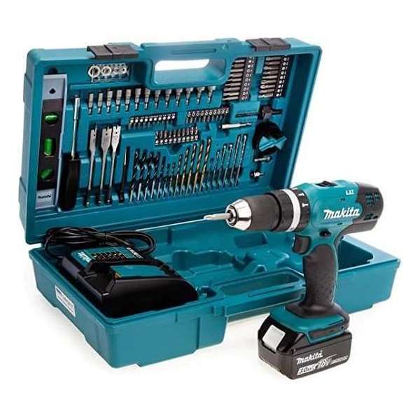 Makita DHP453FX12 18V Li-Ion accuboormachine met klopfunctie - 3.0Ah accu - 101-delige accessoireset