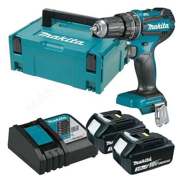 Makita DHP485RFJ 18V Li-Ion accu klopboor-/schroefmachine set (2x 3.0Ah accu) in Mbox - koolborstelloos