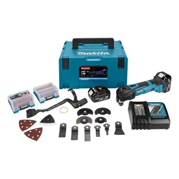 Makita DTM51RMJX3 18V Li-Ion Accu multitool set (2x4.0AH accu) + 42 accessoires  - Snelwissel