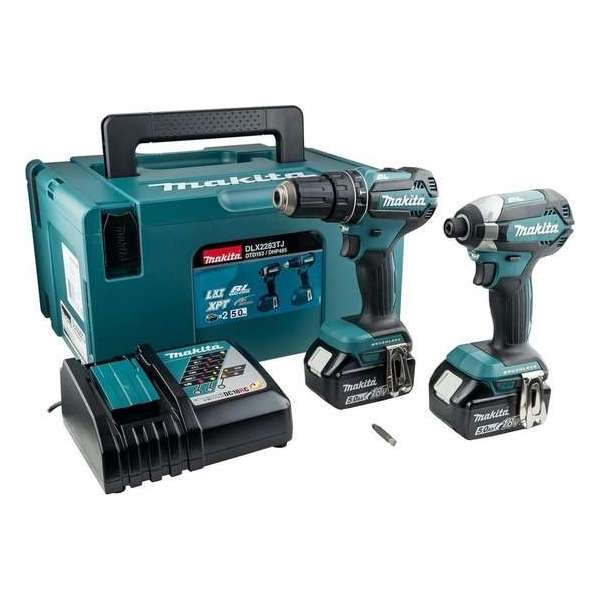 Makita DLX2283TJ 18V Li-Ion brushless combiset (2x 5.0Ah accu) (DHP485 (klop)boor-/schroefmachine)(DTD153 slagschroevendraaier)