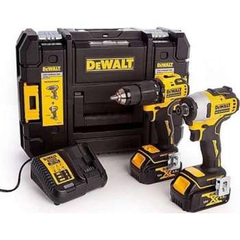 DeWalt DCK2062M2T-QW 18V Li-ion Combiset - 2x 4,0Ah accu - DCD709 Accu (klop)boor-/schroefmachine + DCF809 Slagschroevendraaier