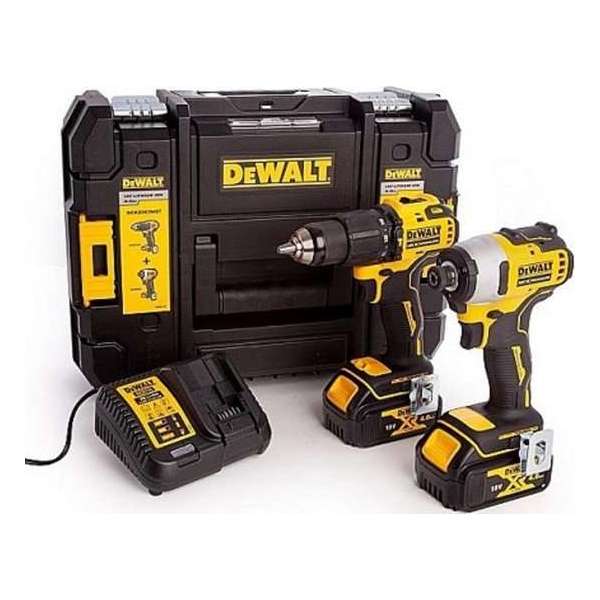 DeWalt DCK2062M2T-QW 18V Li-ion Combiset - 2x 4,0Ah accu - DCD709 Accu (klop)boor-/schroefmachine + DCF809 Slagschroevendraaier