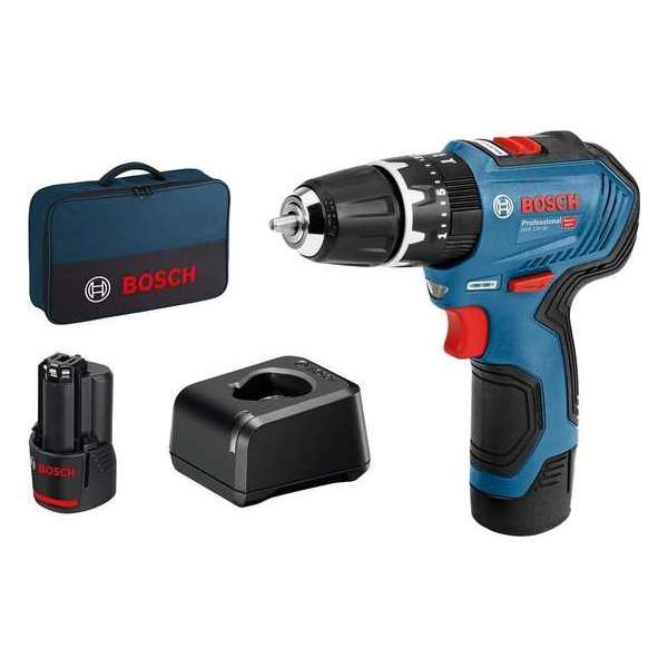 Bosch Professional GSB 12V-30 - Accu schroefklopboormachine - Met 2x GBA 12V 2,0Ah, lader GAL 12V-20