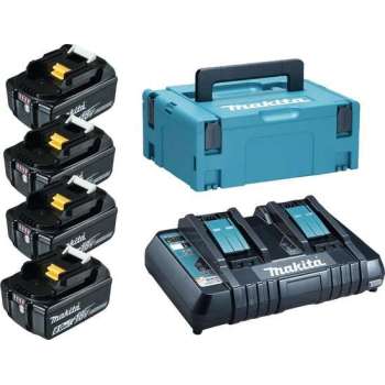 Makita 198091-4 18V Li-Ion accu starterset (4x 6,0Ah) + duolader in Mbox