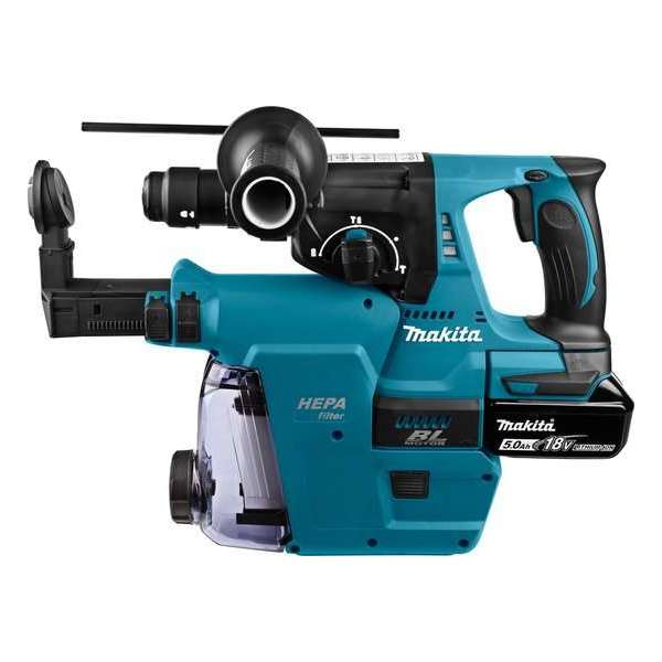 Makita - DHR243RTJW - 18V - accu - SDS-PLUS - boor- en combihamer + stofafzuiging - 2x 5.0Ah - in Mbox