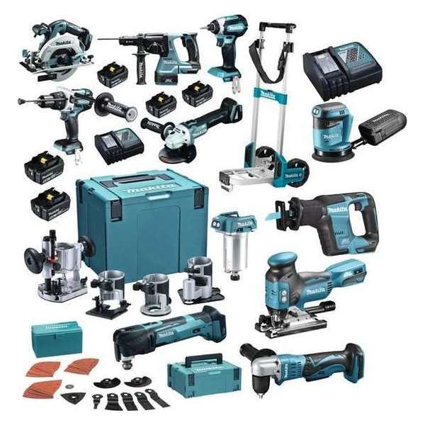 Makita DLX1102TJ2 11-delige 18V Li-Ion accu combiset (5x 5,0Ah accu) in Mbox & trolley