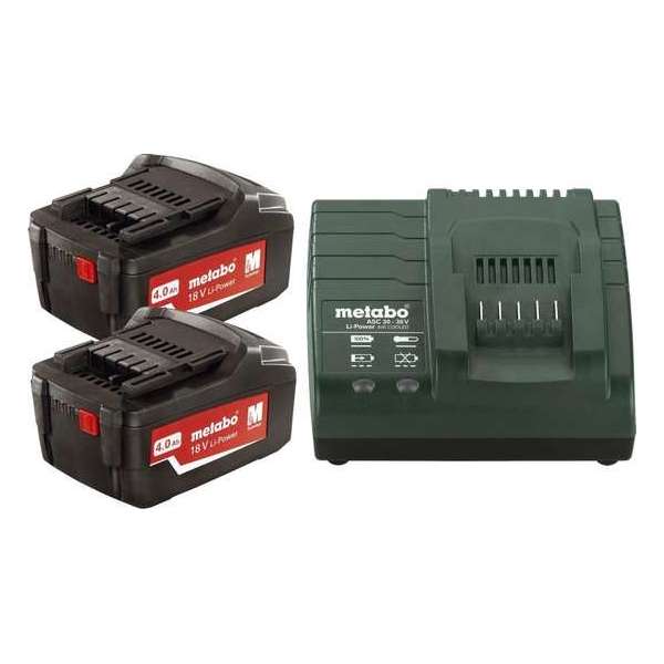 Metabo 685050000 2x Li-Power accupack 18 V / 4,0 Ah + oplader ASC 55