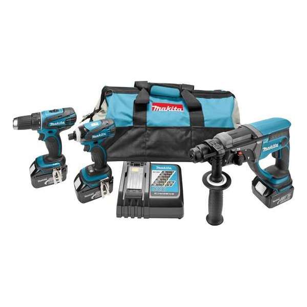 Makita DK18046 18V Li-Ion accu 3 delige combiset (3x 3.0Ah accu) in tas