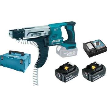 Makita DFR550RTJ 18V Li-Ion accu schroefautomaat / bandschroefmachine set (2x 5.0Ah accu) in Mbox - 25-55mm