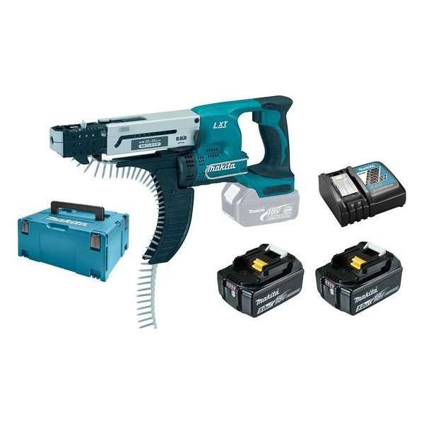 Makita DFR550RTJ 18V Li-Ion accu schroefautomaat / bandschroefmachine set (2x 5.0Ah accu) in Mbox - 25-55mm