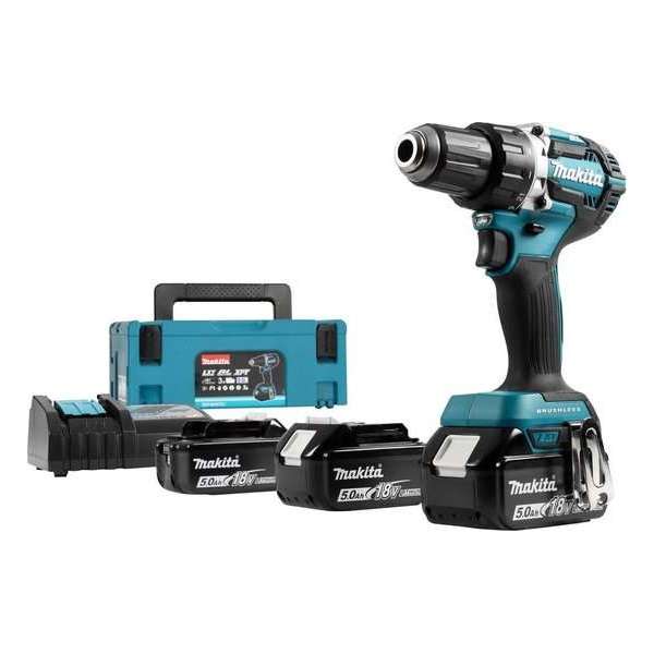 Makita DDF484RTJ boor/schroefmachine - 18V - inclusief 3 accu's 5,0 Ah en snellader - in MBox