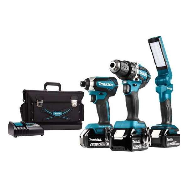 Makita DLX3090TX1 Combiset - Boor-/schroefmachine + Slagschroevendraaier + Zaklamp - 18V - Incl. 3 accu's