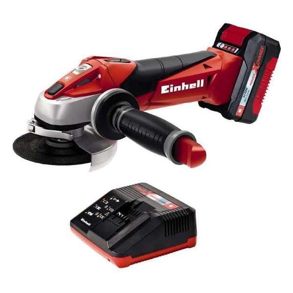 EINHELL Accu Haakse Slijper TE-AG 18/115 Li Kit - Power-X-Change - 18 V - Ø115 mm - Inclusief 1x 3,0 Ah accu / 1x lader / koffer