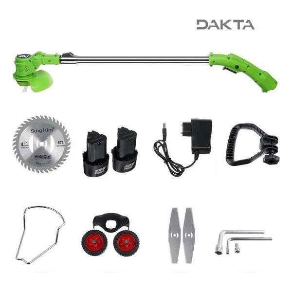 Dakta® Grastrimmer met Accu | Kantenmaaier | Draadloos | Elektrisch | met Oplader | 1850W | 12.000 RPM | Lengte 86-115cm