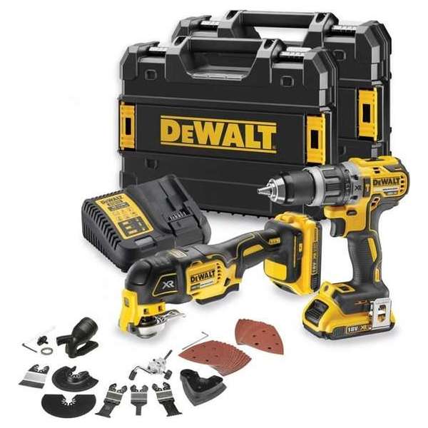 DeWALT DCK208D2T Accu Combiset 18V 2.0Ah XR Li-Ion in TSTAK + accessoires + 4e jaar dealer garantie*!