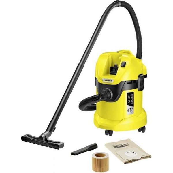 Kärcher WD 3 Accu Alleszuiger - 36 Volt - Exclusief accu en lader - Blaasfunctie - 17 liter